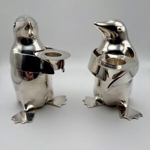 Restoration Hardware Silverplate Penguin candleholders set of 2